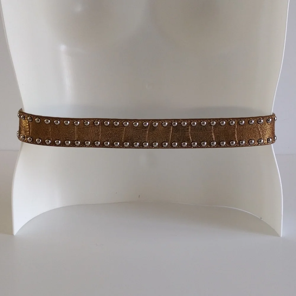 Guess Mixed Metals Leather Studded Belt S
